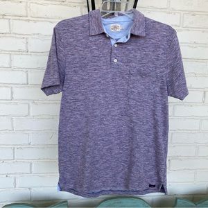 Faherty Polo Shirt Red Blue Heathered Organic Cotton Short Sleeve Men's Medium